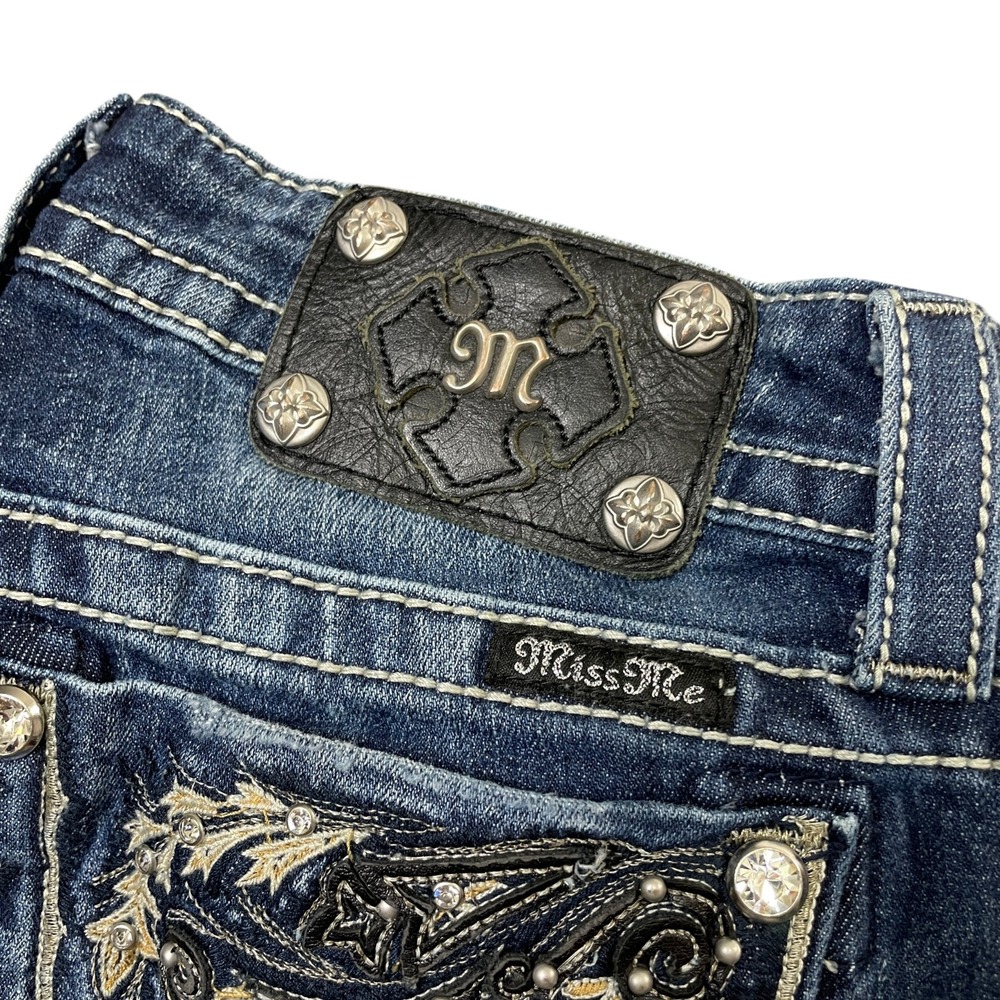Miss Me 28 Jeans Boot Cut Cotton Blend Embellished Pockets - Picture 4 of 11
